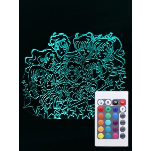 Акриловий світильник-нічник з пультом 16 кольорів Зірки Сейлор Мун tty-n000896